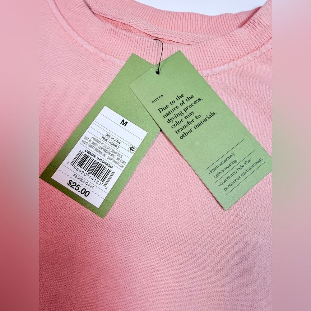 Goodfellow & Co Womens M Light Pink Rose Crewneck Sweatshirt Cotton Scandigirl - Picture 2 of 7